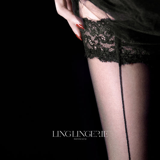 STRING BACKSEAM - Hold-Ups Lace Stockings